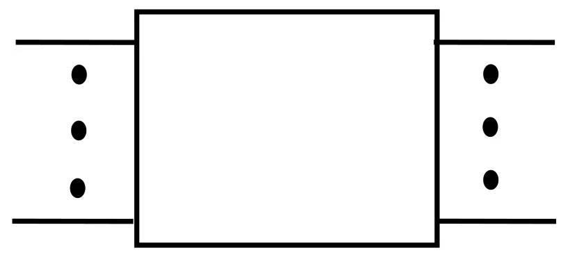 Symbol graficzny: prostokąt z wieloma liniami po obu stronach
