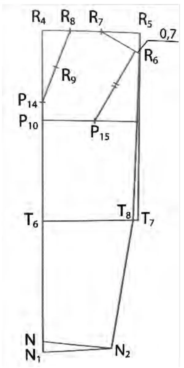 Siatka konstrukcyjna z punktami R, P, T, N