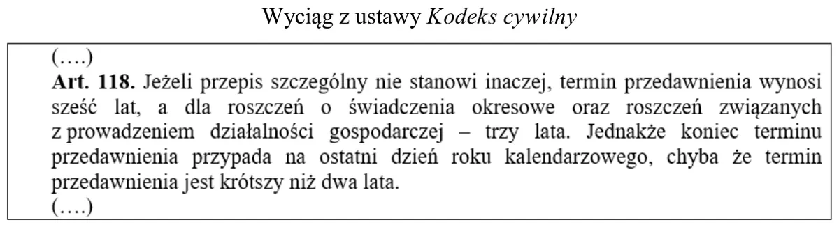 Wyciąg z Kodeksu cywilnego - art. 118