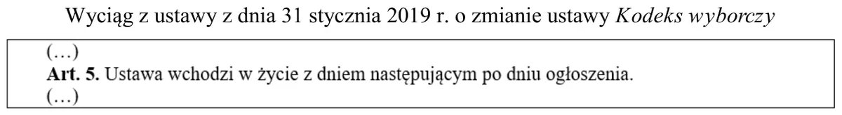 Wyciąg z ustawy o zmianie ustawy Kodeks wyborczy - art. 5