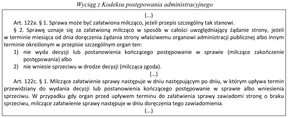 Wyciąg z Kodeksu postępowania administracyjnego - art. 122a i 122c