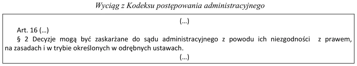 Wyciąg z Kodeksu postępowania administracyjnego - art. 16 § 2