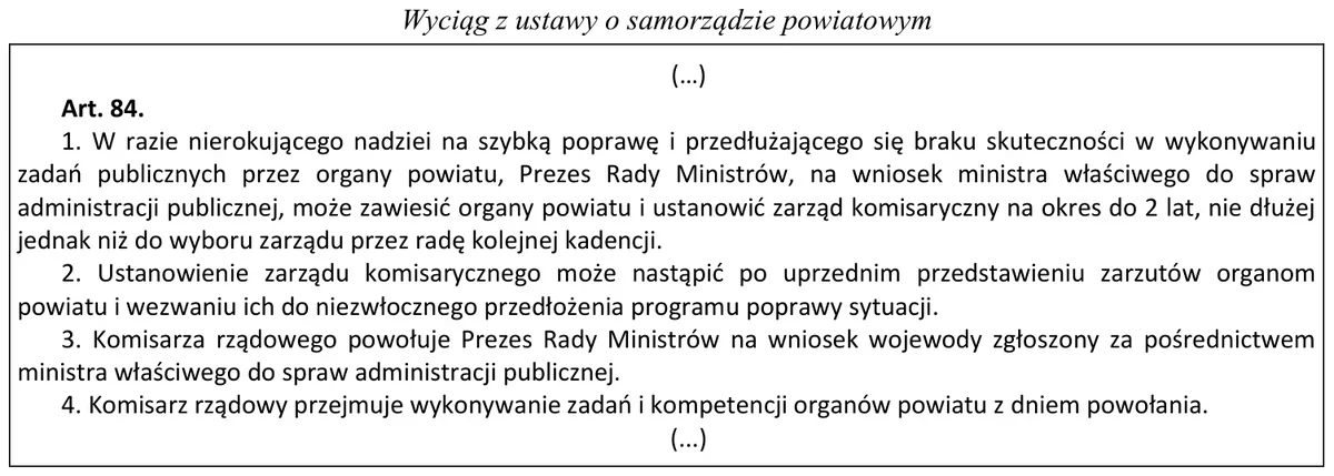 Wyciąg z ustawy o samorządzie powiatowym - art. 84