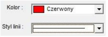 Okno 1 - okno dialogowe z parametrami linii