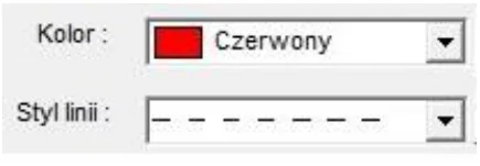 Okno 3 - okno dialogowe z parametrami linii