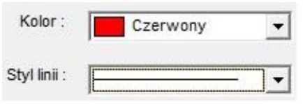 Okno 2 - okno dialogowe z parametrami linii