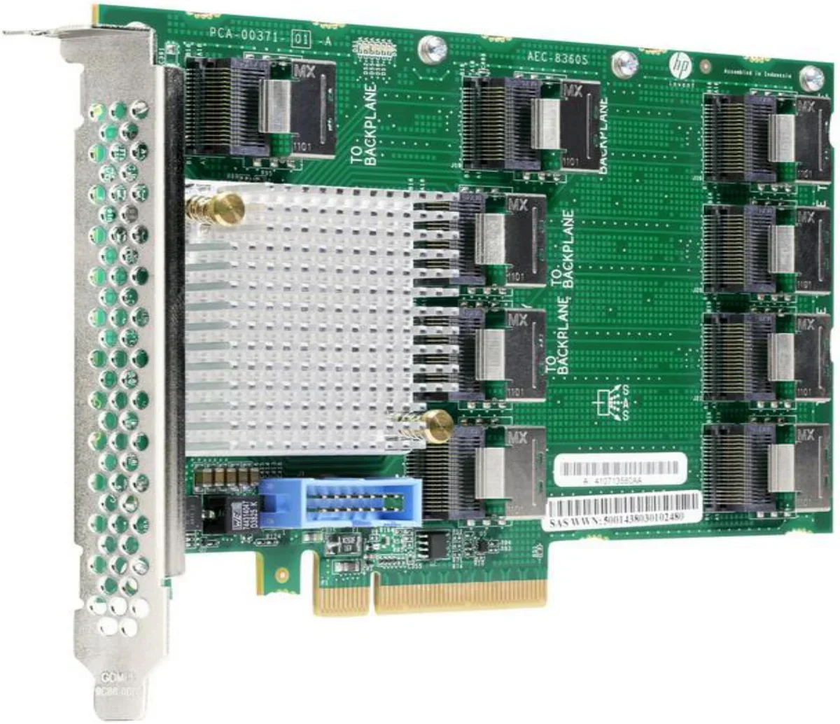 Zdjęcie karty rozszerzeń PCIe firmy HP z wieloma złączami TO BACKPLANE