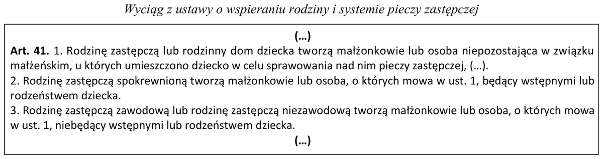 Wyciąg z ustawy o wspieraniu rodziny i systemie pieczy zastępczej - art. 41