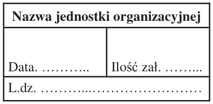 Wariant B - wzór pieczęci wpływu z nazwą jednostki organizacyjnej
