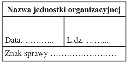 Wariant C - wzór pieczęci wpływu z nazwą jednostki organizacyjnej
