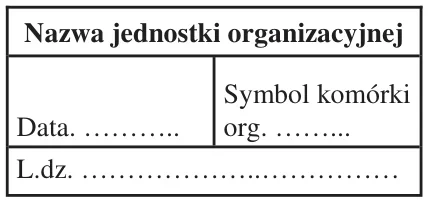 Wariant D - wzór pieczęci wpływu z nazwą jednostki organizacyjnej