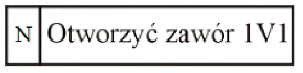 Akcja SFC z kwalifikatorem N i opisem Otworzyć zawór 1V1