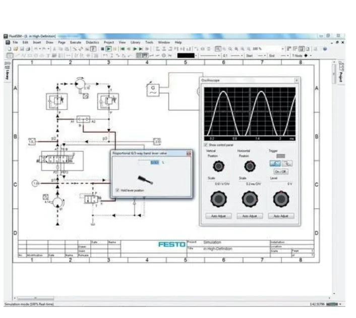 B - zrzut ekranu programu FluidSim