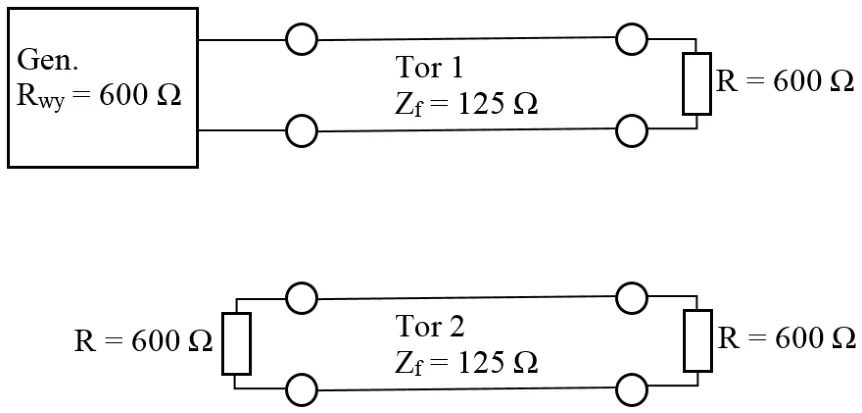 Schemat A - generator, tor 1 i tor 2 z rezystorami