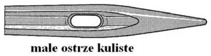 Rysunek ostrza igły maszynowej z podpisem